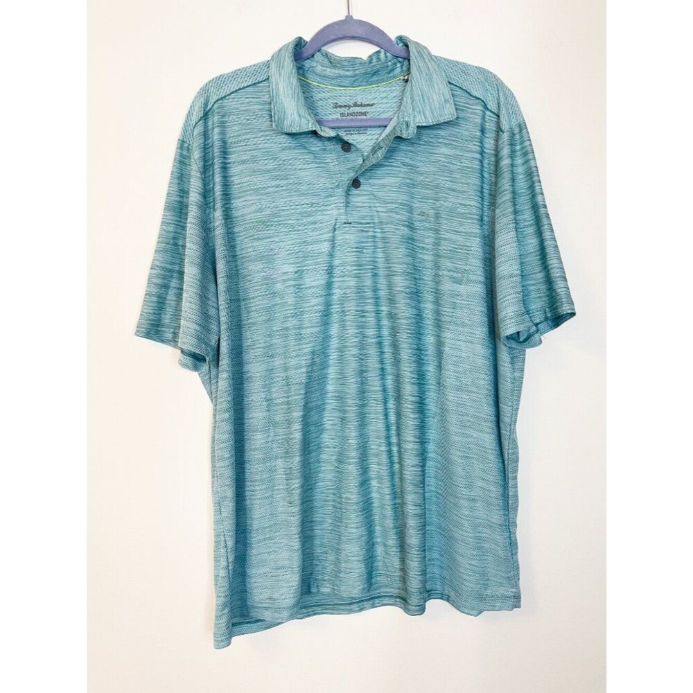 Tommy Bahama IslandZone Polo Shirt XXL Aqua Blue Performance Golf Polo